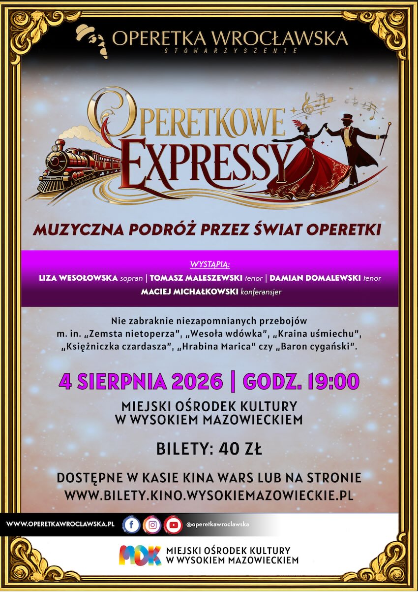 Wysokie Mazowieckie: Operetka Wrocławska wystąpi w Wysokiem Mazowieckiem. Znamy repertuar