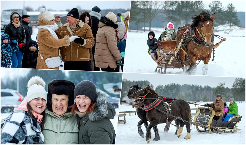 Zimowy kulig w Ciechanowcu. Konie, sanie i muzyka na żywo [foto]