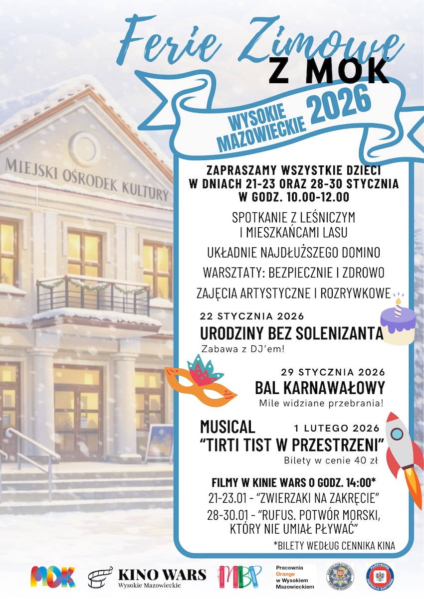 Ferie w MOK Wysokie Mazowieckie: Sprawdź, co przygotowano dla dzieci