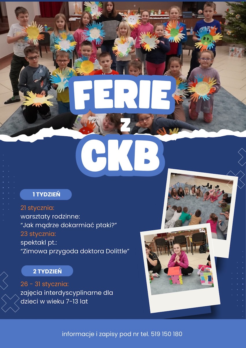 Harmonogram ferii w CKB Sokoły. Sprawdź, co zaplanowano