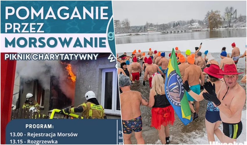 Charytatywne morsowanie w Ciechanowcu. Zbiórka dla rodziny Karolewskich