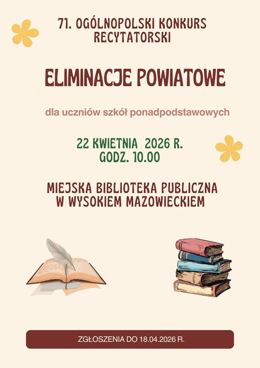 Masz talent do recytacji? Sprawdź się w eliminacjach w Wysokiem Mazowieckiem