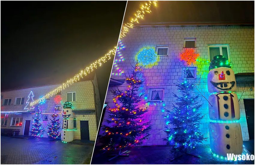 Kreatywność mieszkańców Jabłoni Kościelnej. Tak przystroili remizę na święta [wideo/foto]