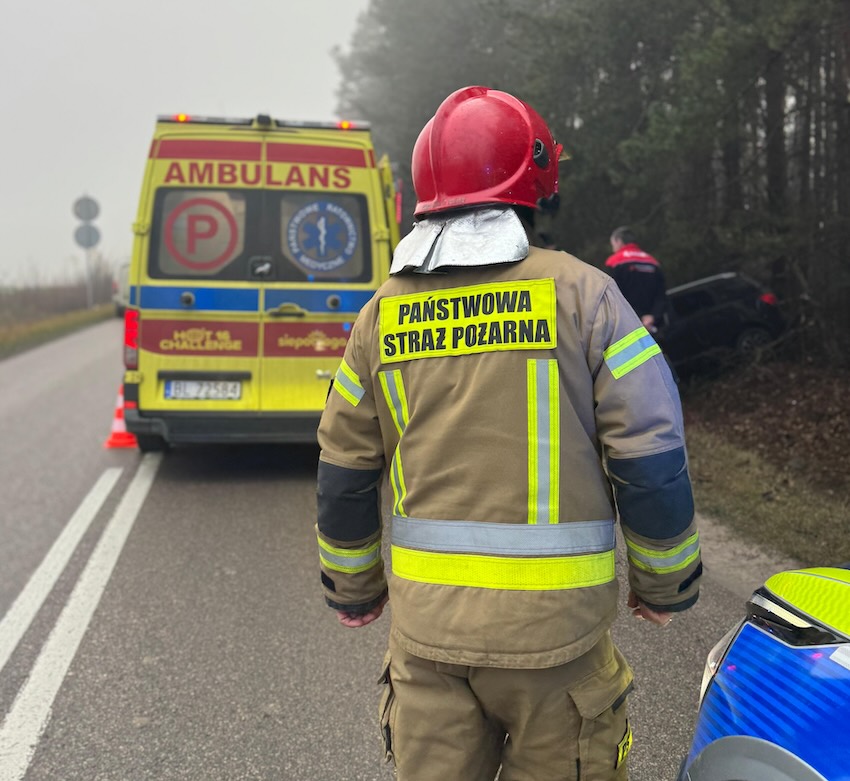 Wypadek na trasie Ciechanowiec – Kuczyn. Interweniowali strażacy i ZRM [foto]