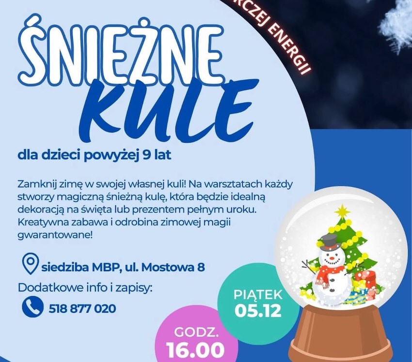 „Śnieżne Kule” w Ciechanowcu. Warsztaty dla dzieci w bibliotece