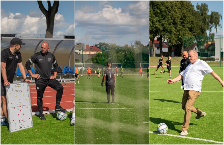 Unia Ciechanowiec przeprowadziła pierwszy trening na nowym stadionie [foto]