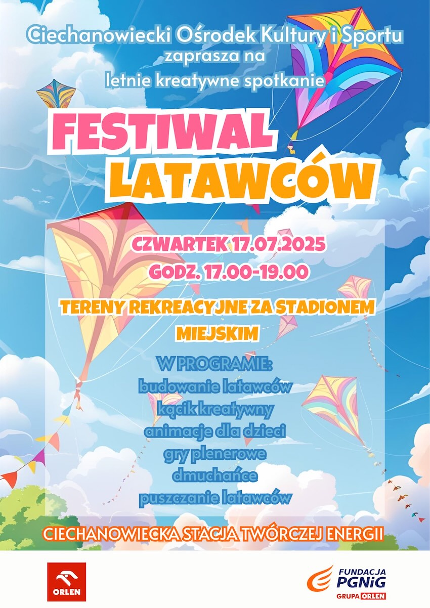 Festiwal Latawców w Ciechanowcu - kolorowe popołudnie za stadionem