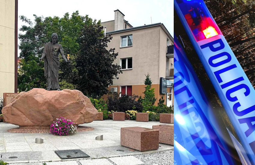 Mężczyzna przywiązał się do pomnika Chrystusa Króla w Wysokiem Mazowieckiem