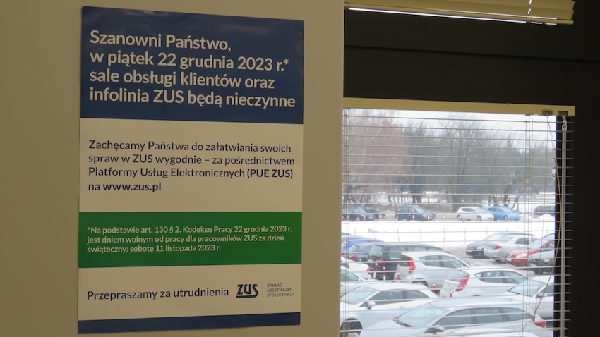 Wysokie Mazowieckie: ZUS będzie zamknięty 22 grudnia