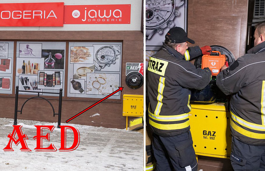 Czyżew: Nowy defibrylator AED w centrum miasta. Zamontowali go strażacy [foto]