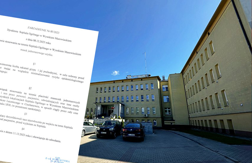 Wysokie Mazowieckie: Szpital w Wysokiem Mazowieckiem wprowadza obowiązek noszenia maseczek