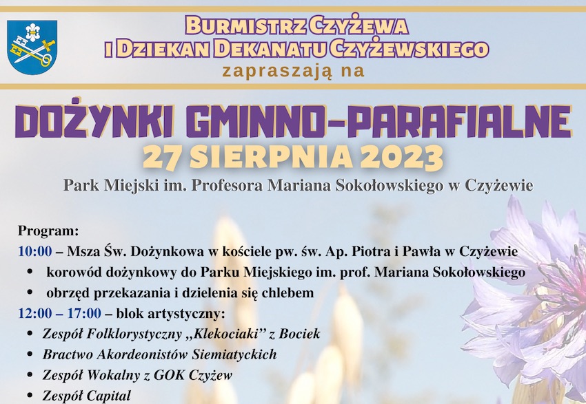 Barwne korowody, muzyka i tradycja: Dożynki w gminie Czyżew 27 sierpnia 2023r. 