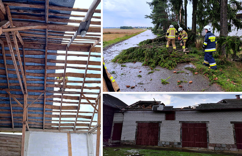Wichura w powiecie wysokomazowieckim: Strażacy usuwali połamane konary i zabezpieczali zerwane dachy [foto/wideo]