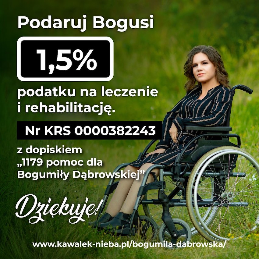 Pomoc dla Bogusi z Ciechanowca: 1,5% podatku na walkę z chorobą