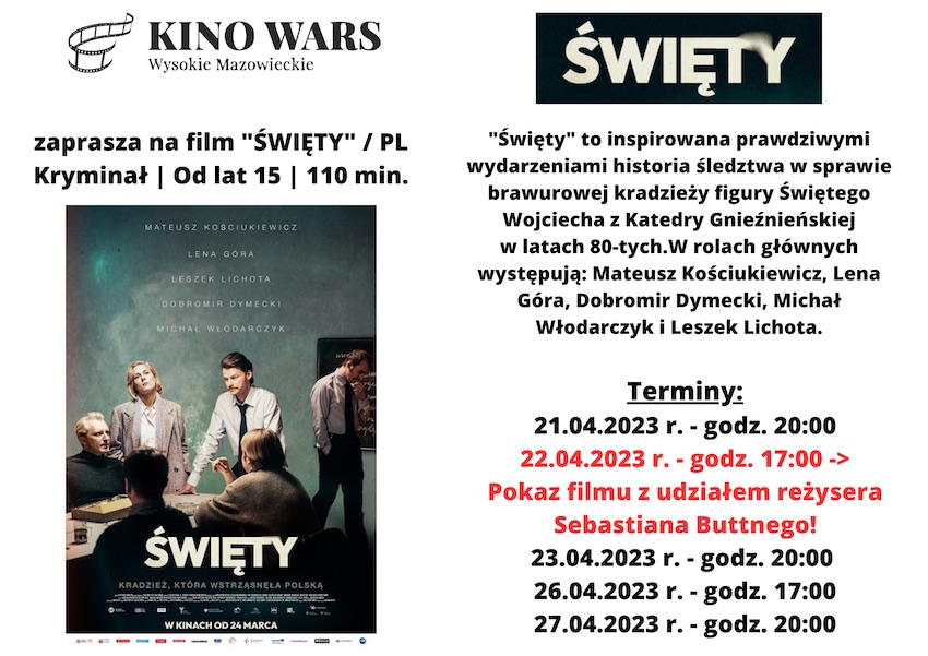 Święty – seans z udziałem reżysera Sebastiana Buttnego w kinie WARS w Wysokiem Mazowieckiem