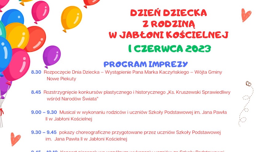 Wielka rodzinna feta: Dzień Dziecka w Jabłoni Kościelnej [01.06.2023r.]