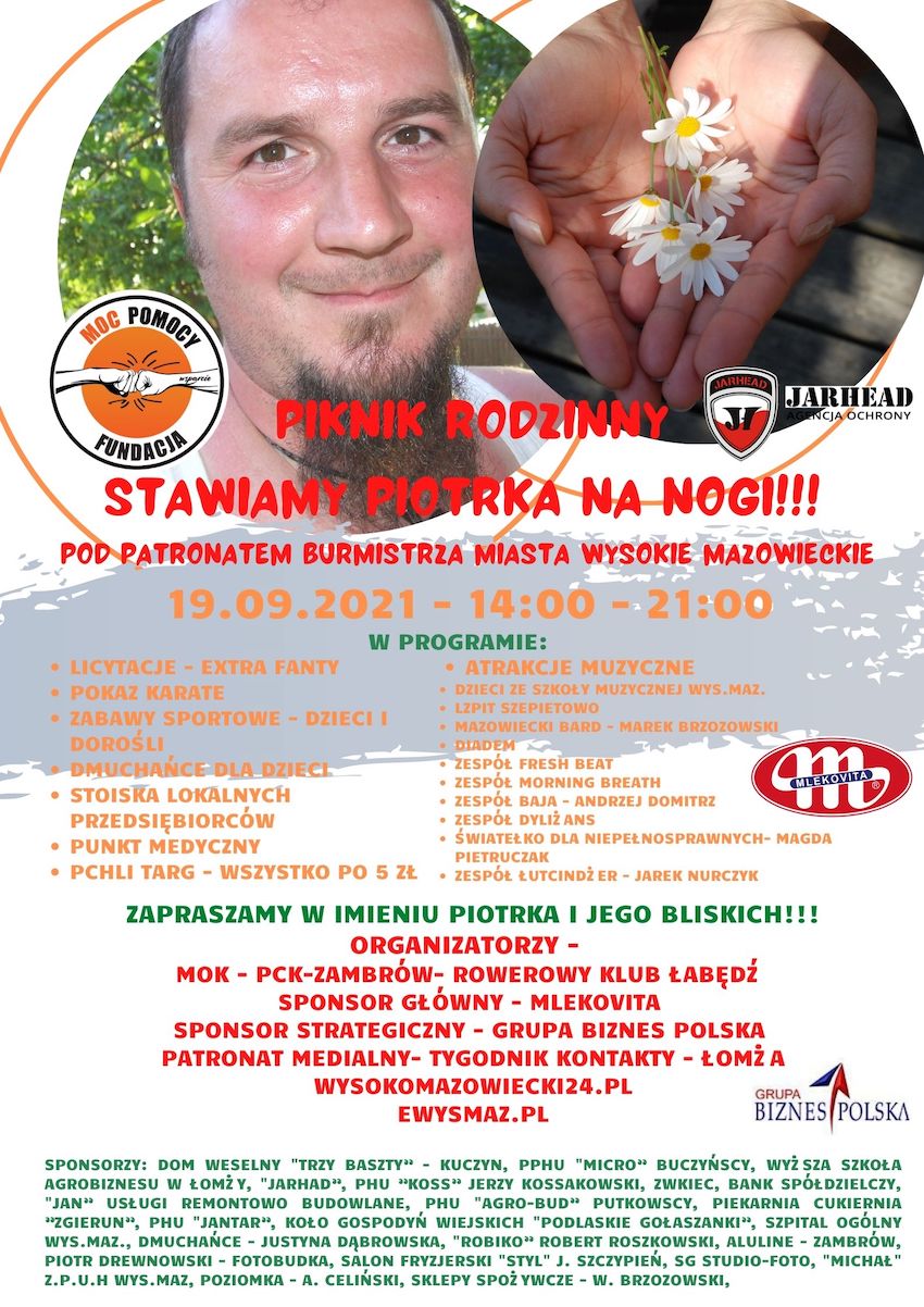 Wysokie Mazowieckie! Stawiamy Piotrka na nogi! Zaproszenie na piknik rodzinny