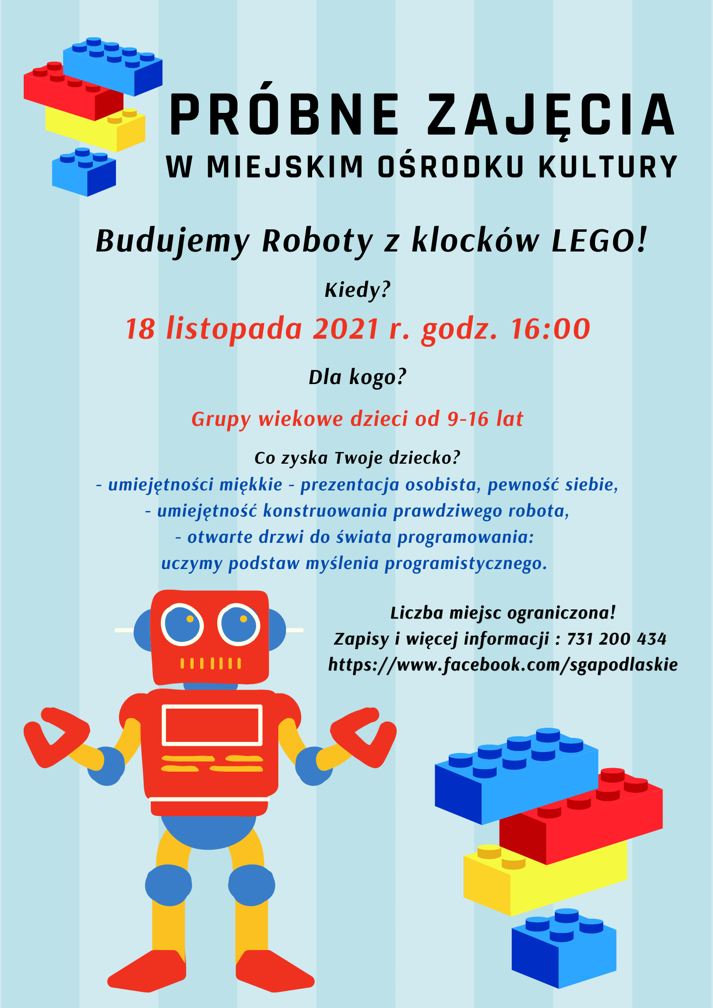 Wysokie Mazowieckie. Budujemy roboty z klocków LEGO! Zaproszenie