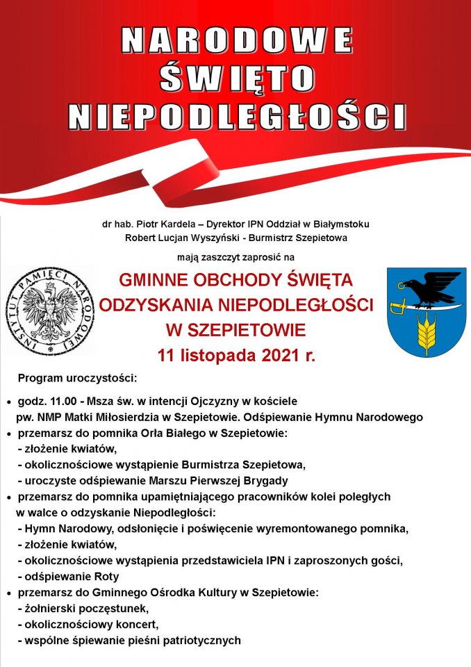 Gminne Obchody Święta Odzyskania Niepodległości w Szepietowie