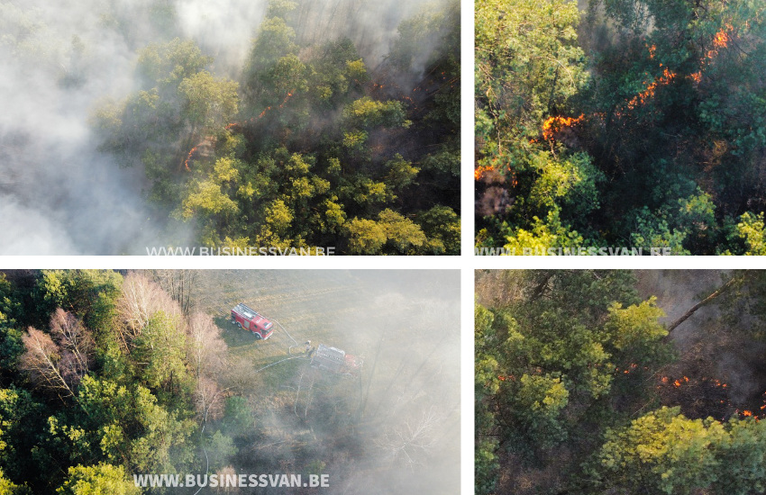 Pożar w gminie Ciechanowiec. Na filmie z drona widać akcję strażaków [wideo/foto]