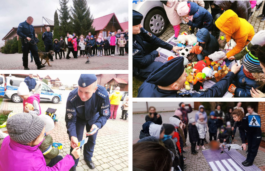 Ciechanowiec. Policjanci spotkali się z ukraińskimi dziećmi. Były pluszaki i nauka przez zabawę [foto]
