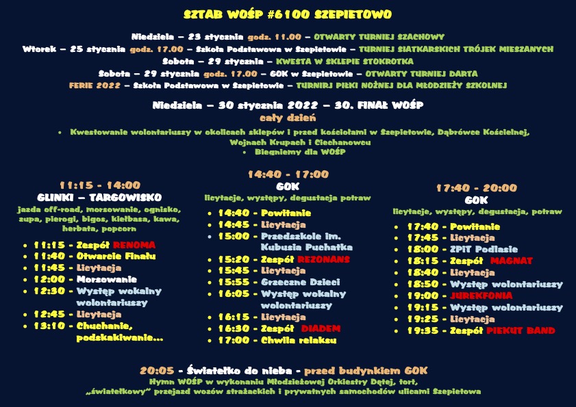 WOŚP w Szepietowie! Koncerty, licytacje, turnieje, morsowanie