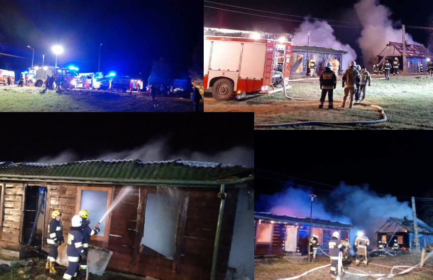 Pożar dwóch domów w gminie Sokoły! Na miejscu 13 zastępów straży pożarnej [foto]