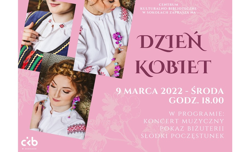 Zaproszenie CKB w Sokołach na obchody Dnia Kobiet