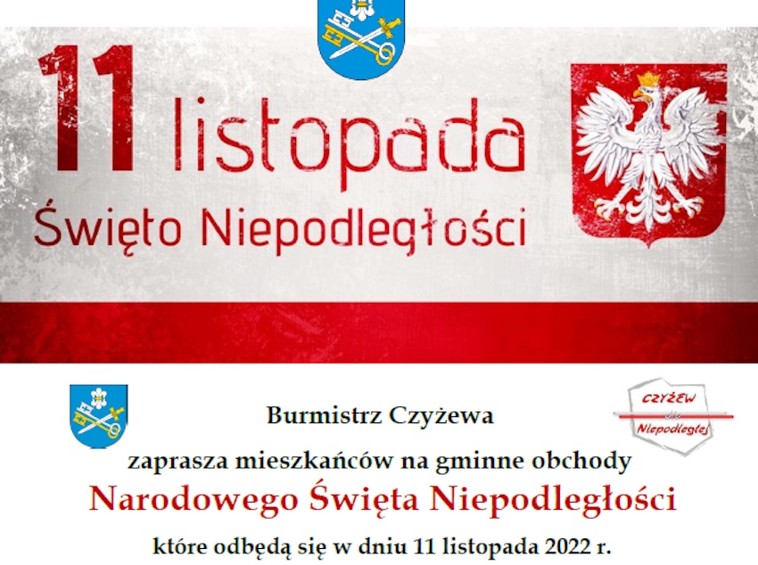 Czyżew. Zaproszenie na gminne obchody Narodowego Święta Niepodległości