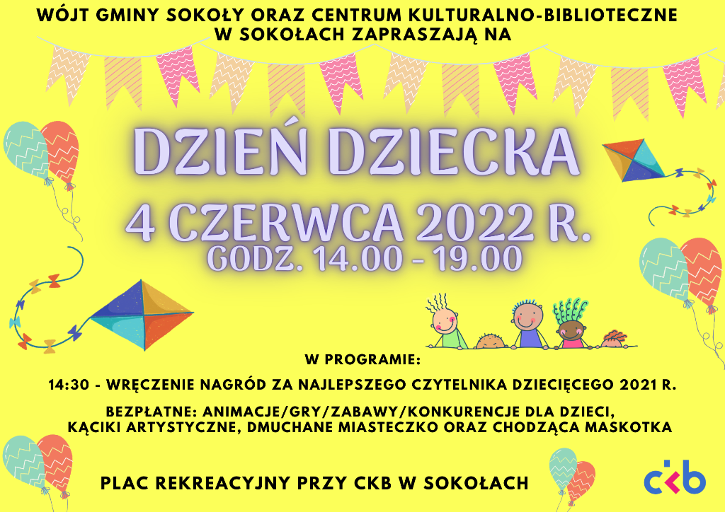 Zaproszenie na Dzień Dziecka 2022 w Sokołach