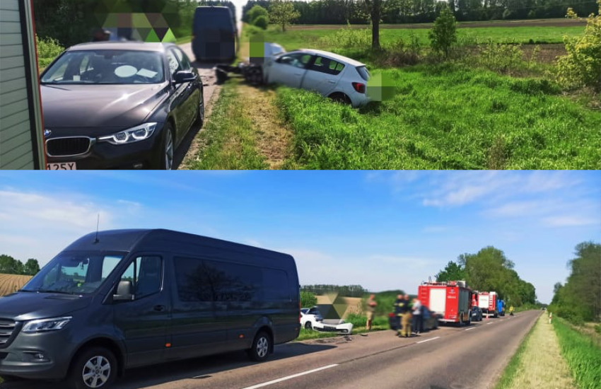 Sokoły. Wypadek z udziałem trzech pojazdów. Jedna osoba trafiła do szpitala [foto]