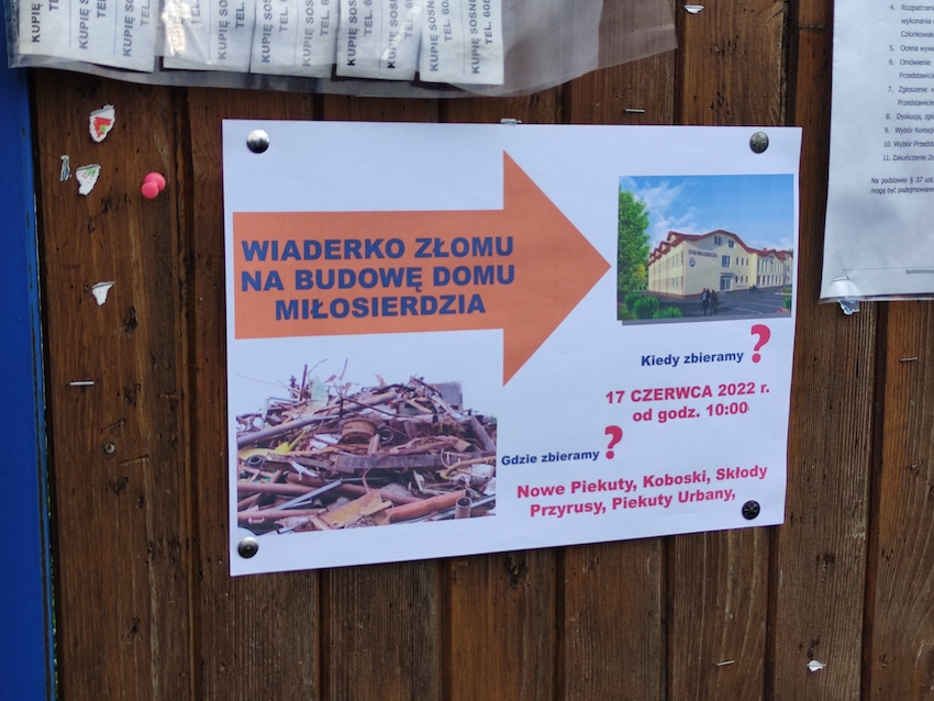 Zbiórka złomu w gminie Nowe Piekuty. Wspomóż budowę Domu Miłosierdzia