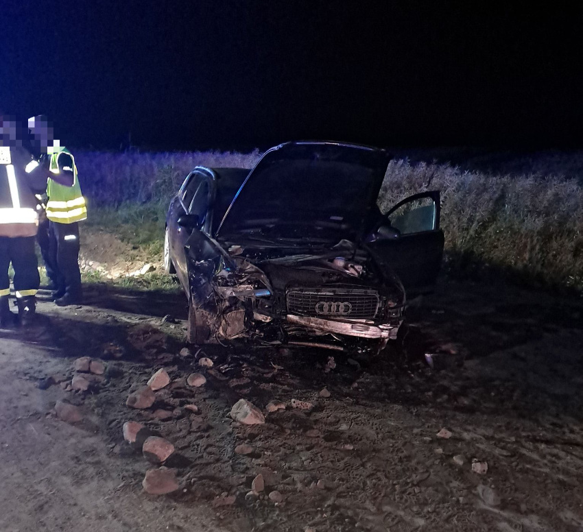 Ciechanowiec. Audi wpadło do rowu. Trzy osoby trafiły do szpitala [foto]