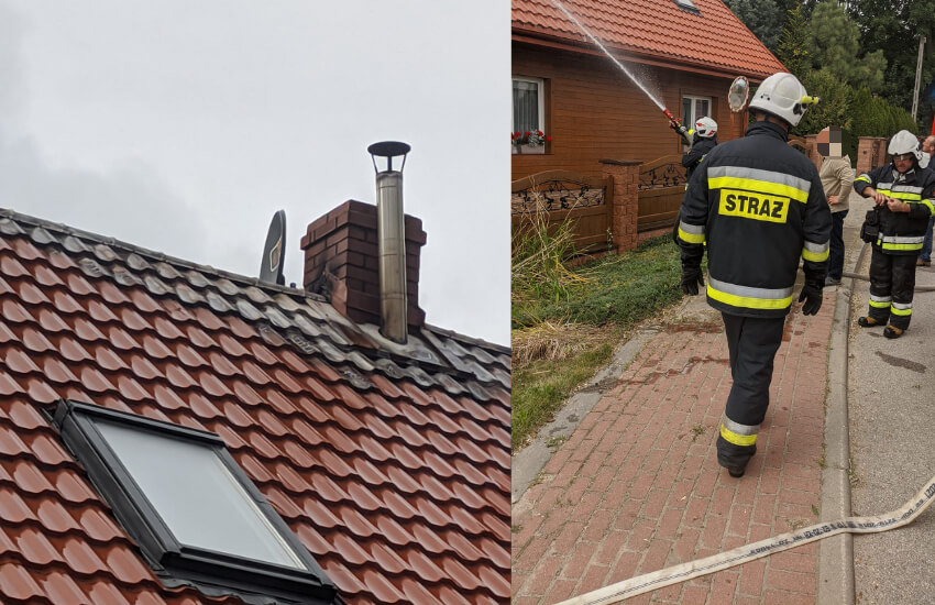 Kobylin-Borzymy. Pożar na poddaszu domu jednorodzinnego [foto]