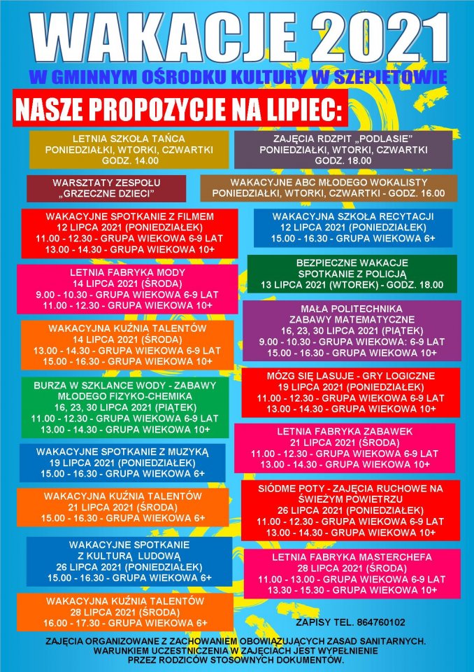 wakacje 2021 zajecia 2 tydzien
