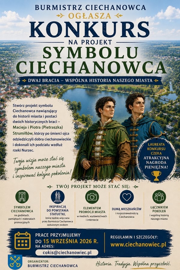 Ciechanowiec: plakat konkursu na projekt symbolu miasta