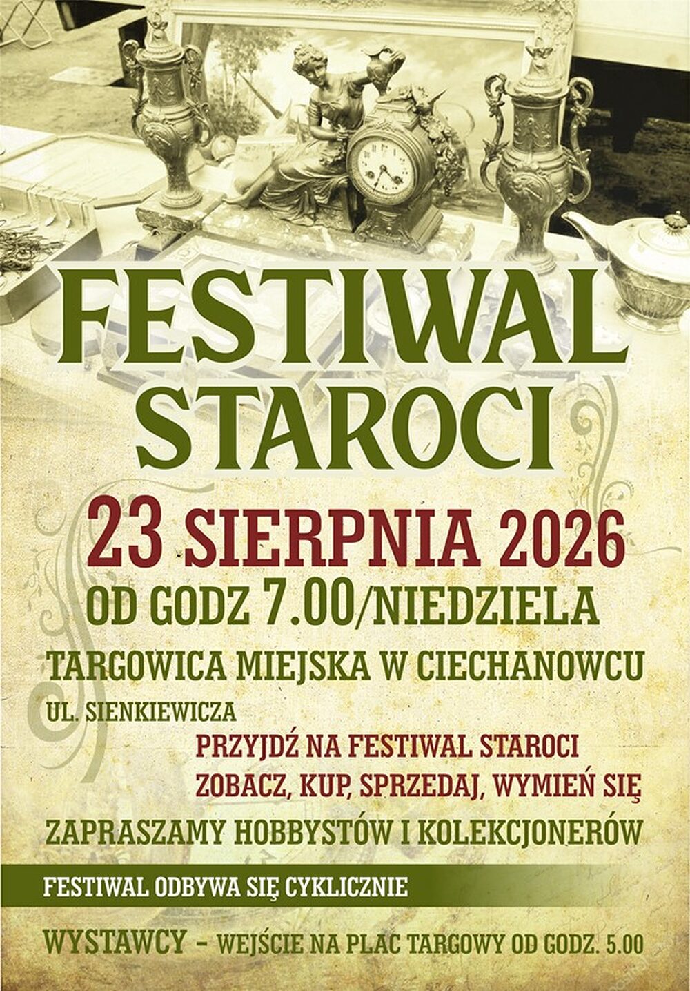 Ciechanowiec: plakat Festiwalu Staroci 23 sierpnia 2026