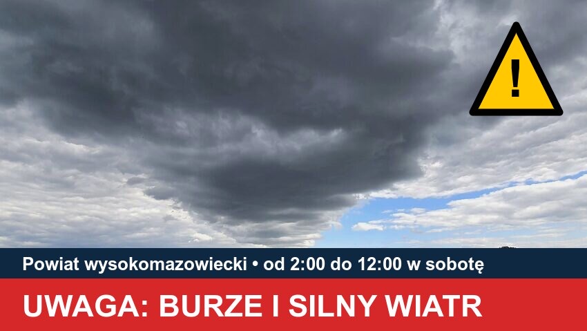 Powiat wysokomazowiecki: ciemne chmury burzowe nad polami, ostrzezenia IMGW