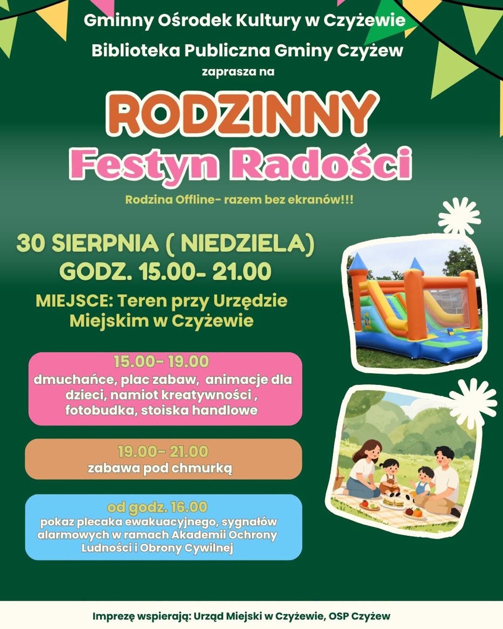 Czyżew: plakat Rodzinnego Festynu Radości 30 sierpnia