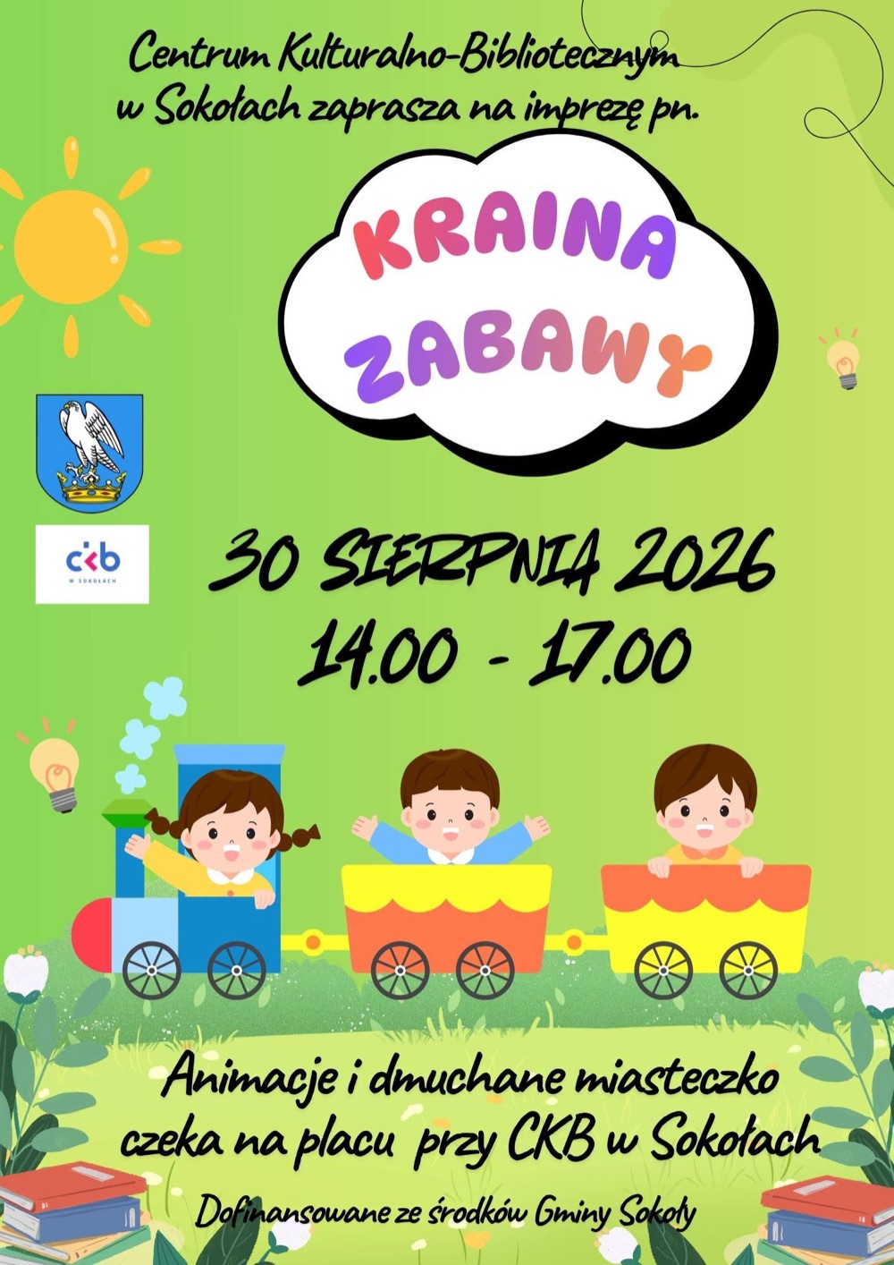 Sokoły: plakat imprezy Kraina zabawy przy CKB
