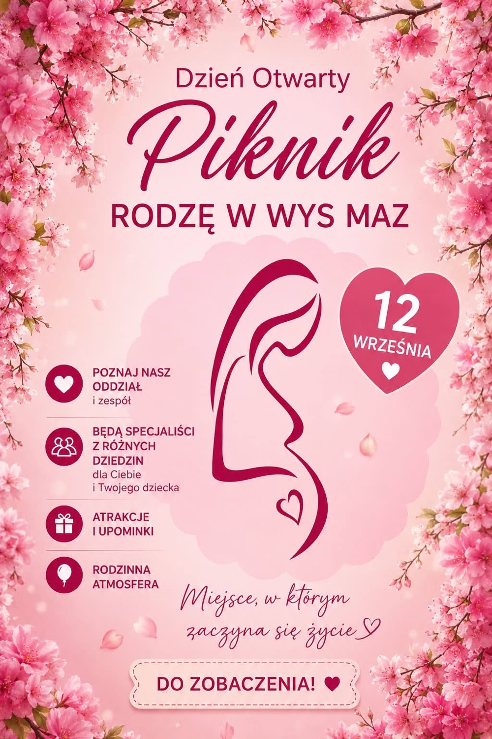 Wysokie Mazowieckie: plakat Pikniku Rodzę w Wys-Maz, dzień otwarty oddziału 12 września