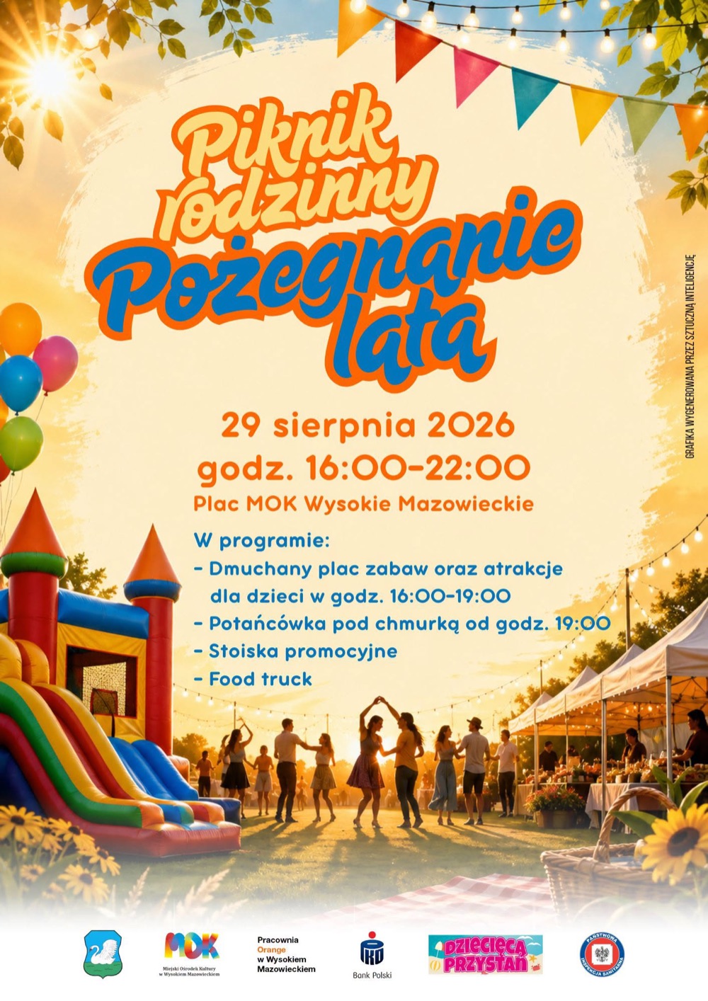 Wysokie Mazowieckie: plakat pikniku rodzinnego Pożegnanie lata
