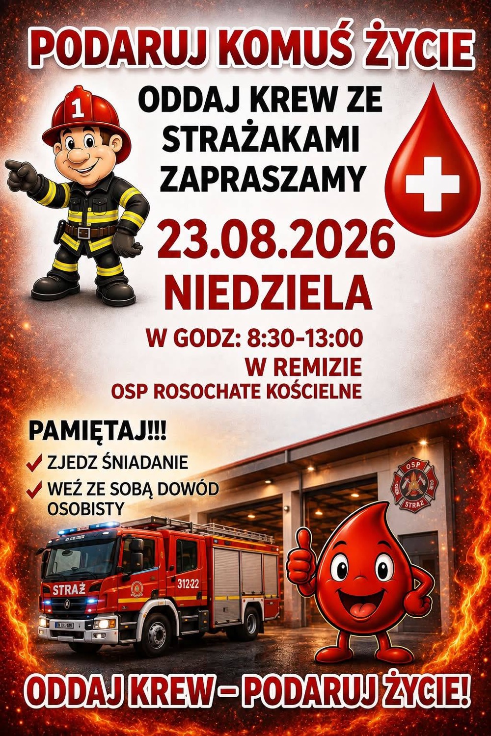 Plakat XXXVII akcji krwiodawstwa w Rosochatem Kościelnem