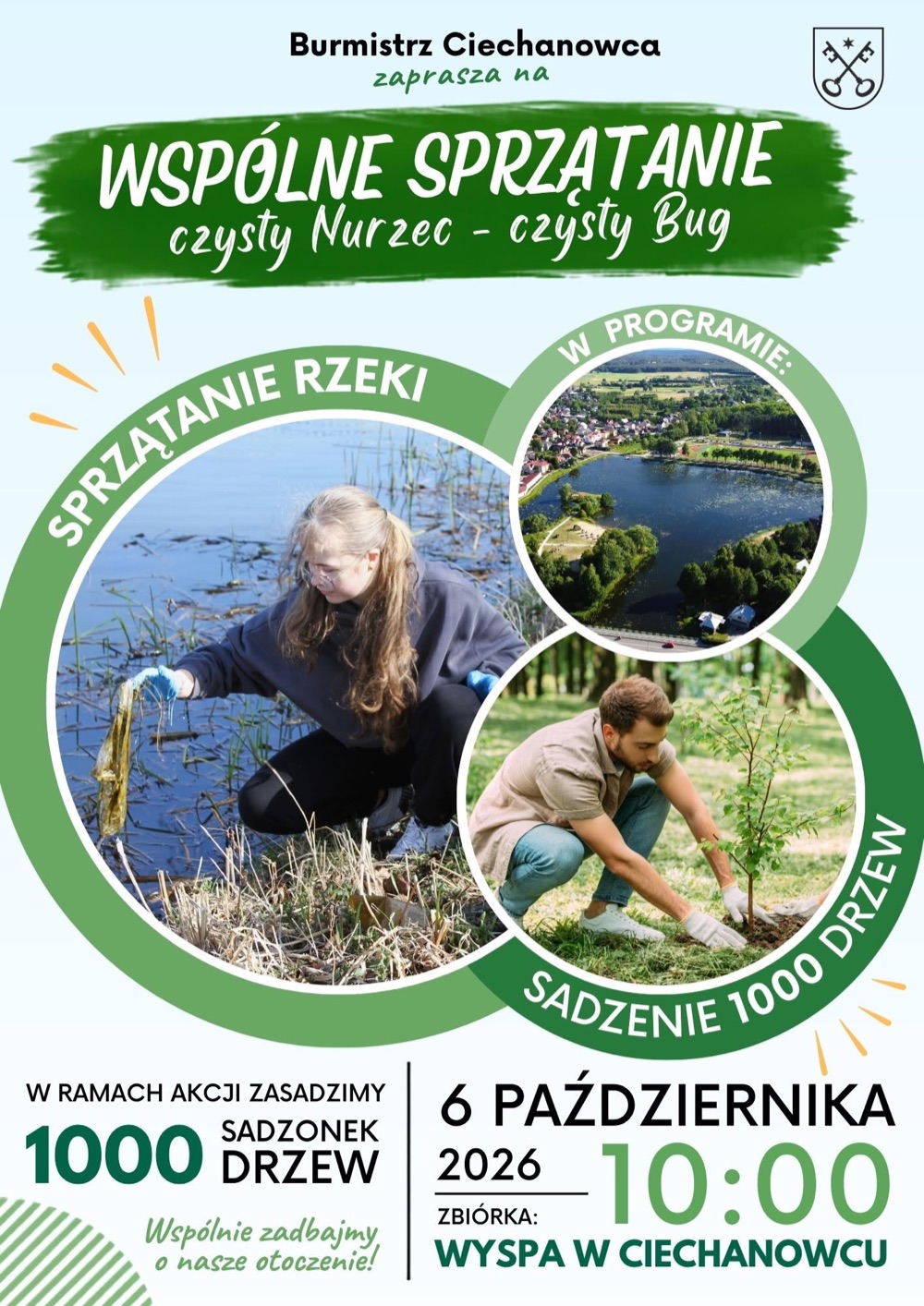 Plakat akcji Wspólne sprzątanie - czysty Nurzec, czysty Bug w Ciechanowcu, 6 października 2026