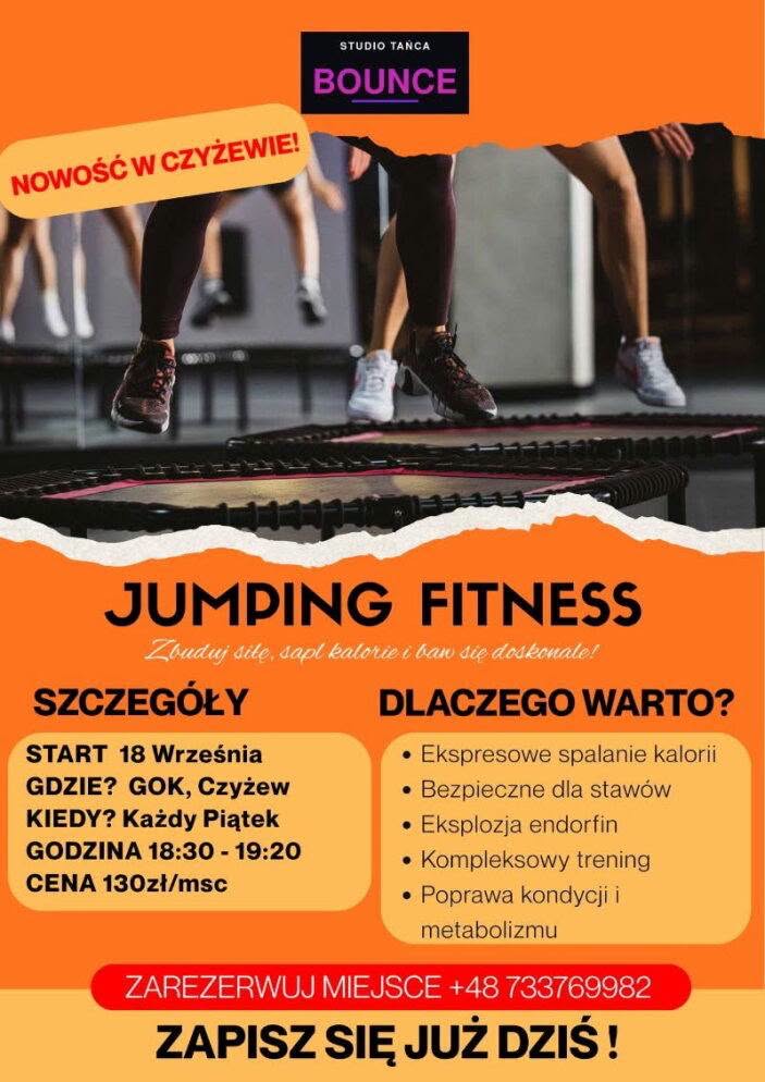 Plakat zajęć Jumping Fitness w GOK w Czyżewie