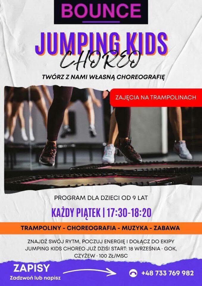 Plakat zajęć Jumping Kids Choreo w GOK w Czyżewie