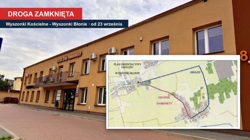 Gmina Klukowo: zamknięcie drogi powiatowej nr 2089B Wyszonki Kościelne - Wyszonki Błonie