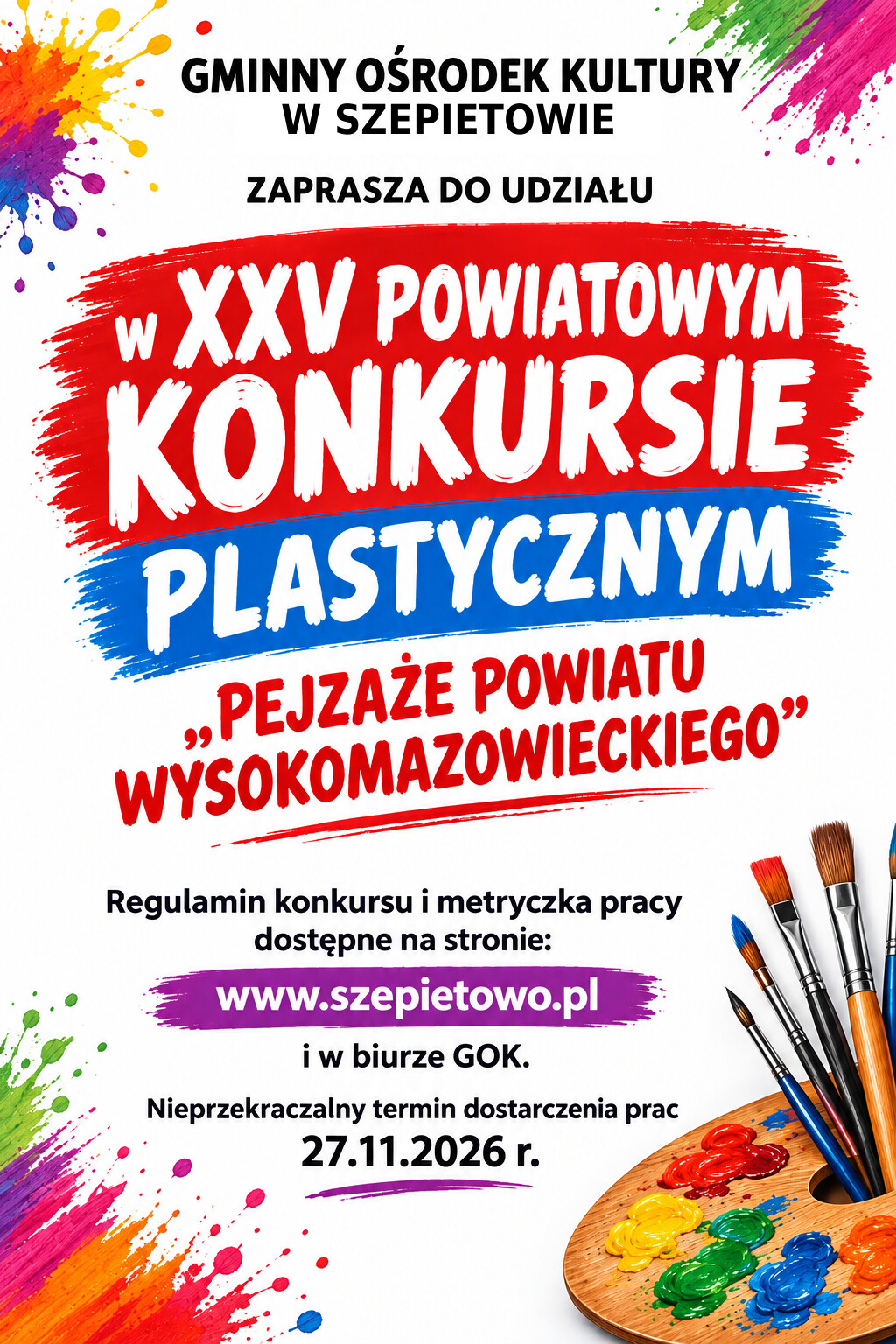 Plakat XXV Powiatowego Konkursu Plastycznego „Pejzaże Powiatu Wysokomazowieckiego” w Szepietowie