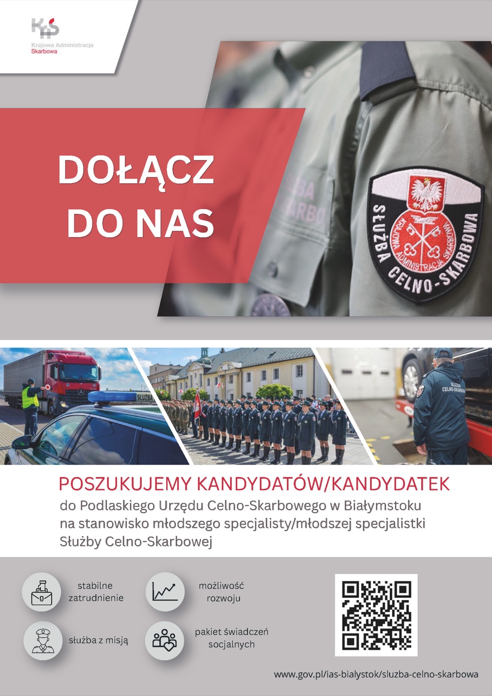 Plakat naboru do Służby Celno-Skarbowej w Podlaskiem