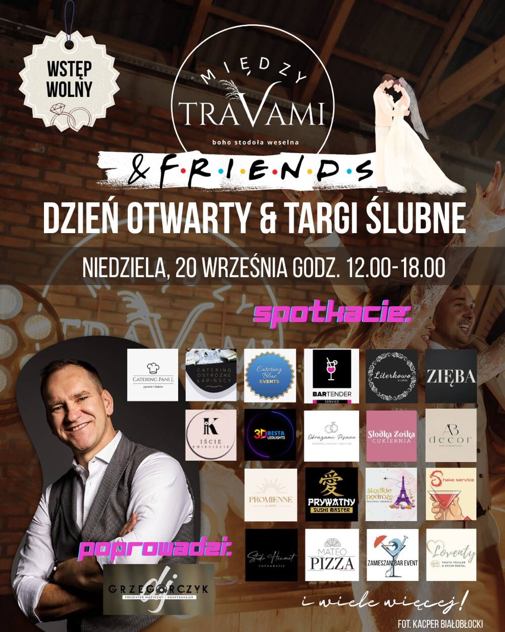 Plakat Dnia Otwartego i Targów Ślubnych w stodole Między Travami w Miodusach Wielkich